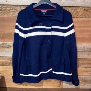 Lands End Nautical Cardigan Sweater Sailor L